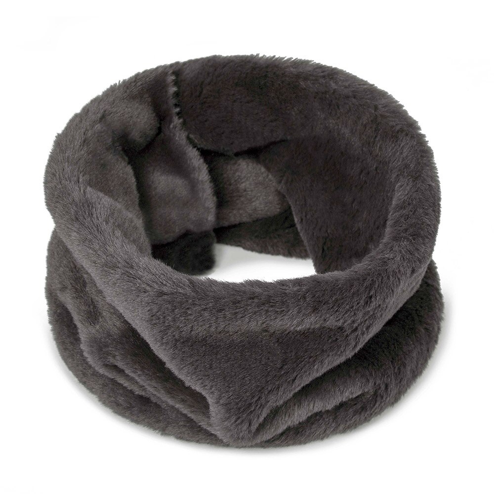 Evrfelan varm vinter tørklæde til kvinder tyk varmere uld hals tørklæde ring tørklæder kvindelige knap tørklæde blød behagelig: Mørkegrå