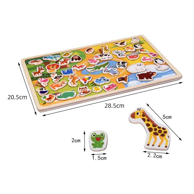 Puzzle magnetico in legno gioco di veicoli per animali e traffico bambini giocattoli per l&#39;apprendimento educativo precoce Puzzle per bambini