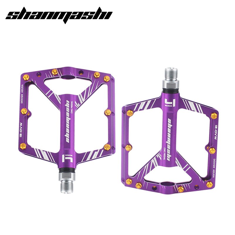 SMS S1 Fahrrad Pedale 8 Lagerbier Breite Nicht-Unterhose Luftfahrt Aluminium Legierung Fahrrad Pedal Ultra-dünne MTB Pedal Mit Fesseln: Violett
