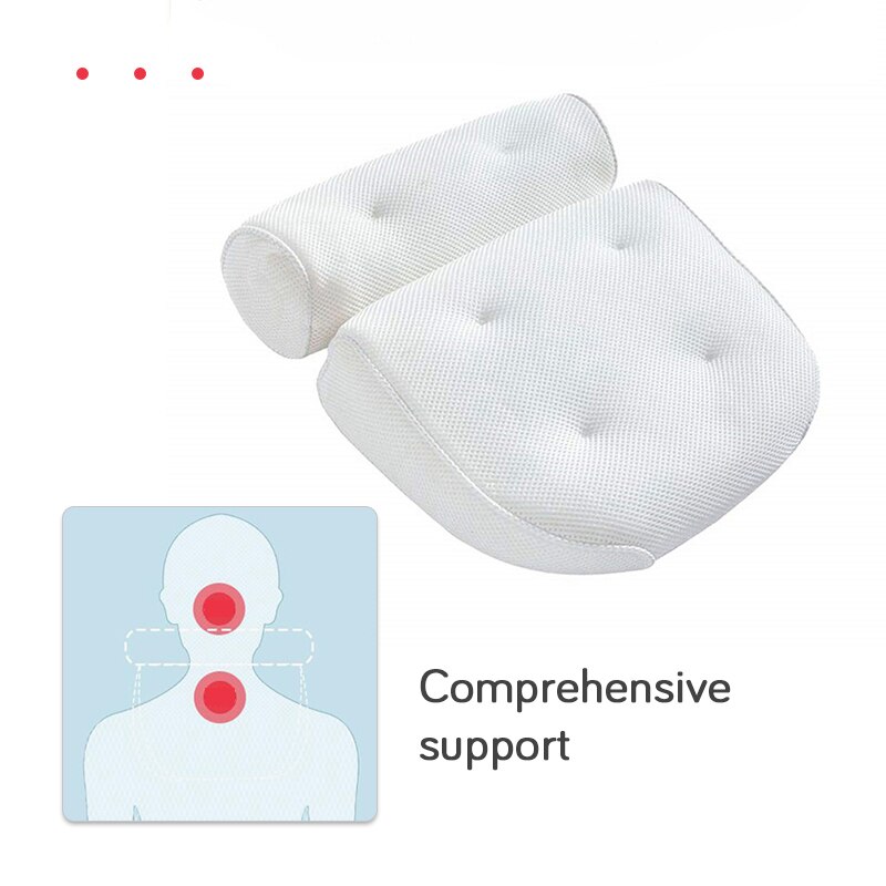 Accueil bain Spa oreiller profond spongieux coussin relaxant Massage respirant 3d maille Spa bain oreiller avec ventouses cou et dos