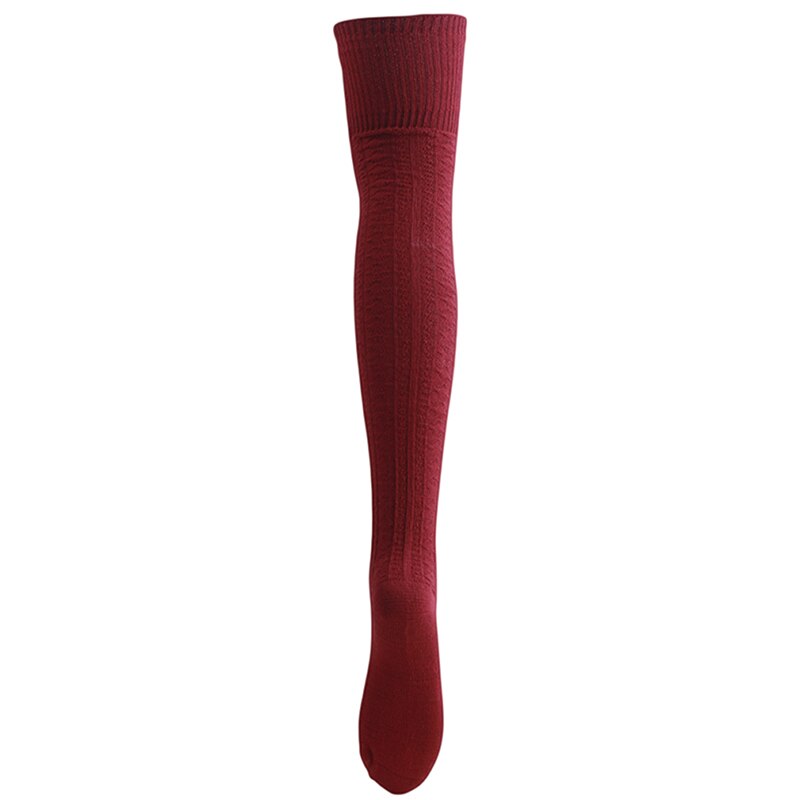 #39 für damen, lange wintersocken im harajuku-stil, knielange socken, warme, einfarbige freizeitsocken für damen: Weinrot
