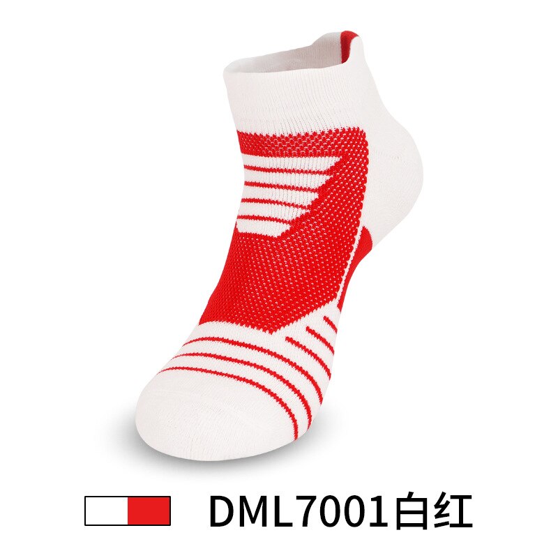 Adult Thickened Towel Bottom Basketball Socks Men Short Tube Non-slip Wear-resistant Sports Socks Outdoor Running Socks SKH007: white red