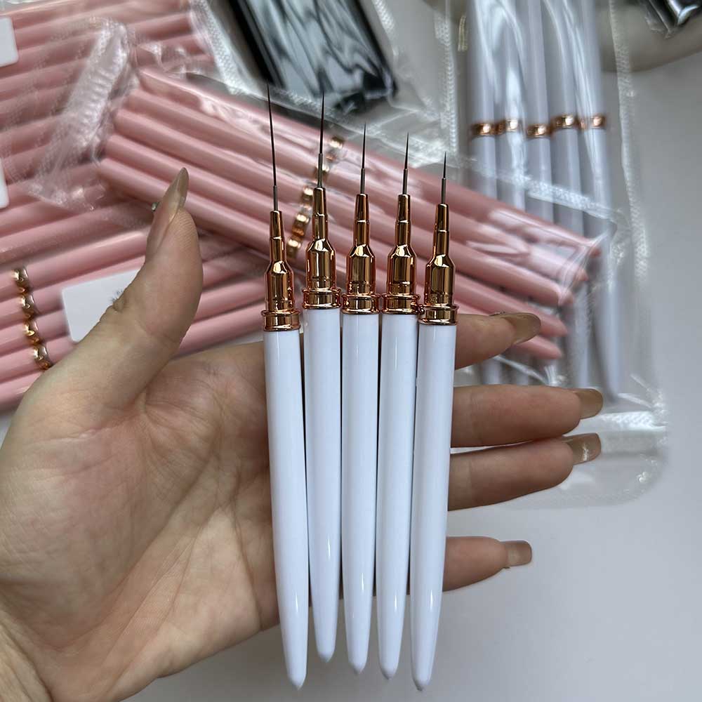 Juego de 5 unidades de pinceles delineadores para decoración de uñas, 5 tamaños, pintura ultrafina, bolígrafo para de uñas, herramienta de dibujo de 5/8/12/20/25mm, bolígrafo para manicura con detalles finos: Amarillo claro