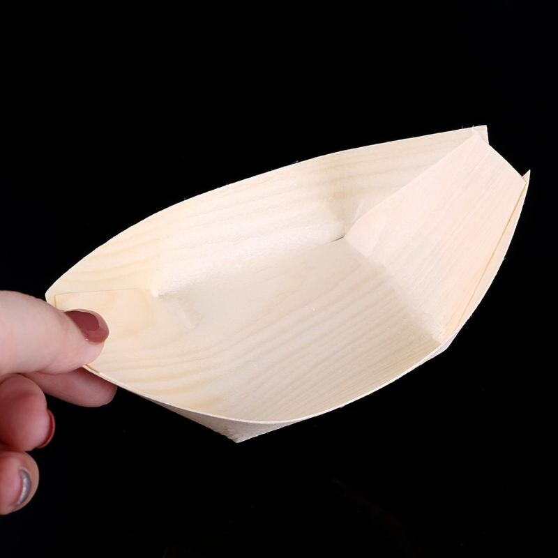 100 pieces wooden disposable serving trays Food Tray Sushi Boat to display and host special event party Cafe Dessert