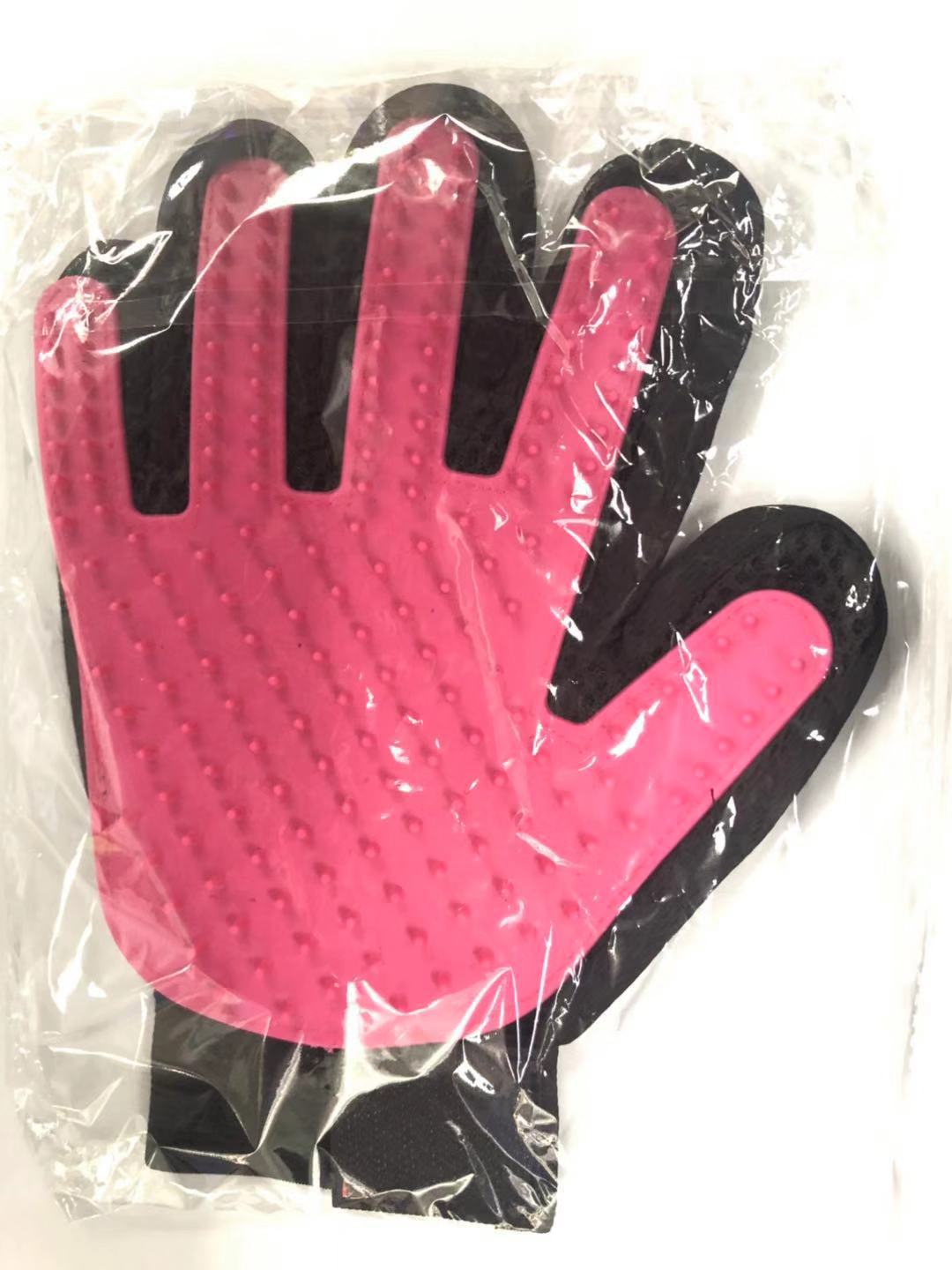 Guantes para mascotas, limpieza de gatos, masaje, guantes para enrollar el pelo, cepillo de baño para perros, peluquería, guantes para quitar Goma: pink left hand