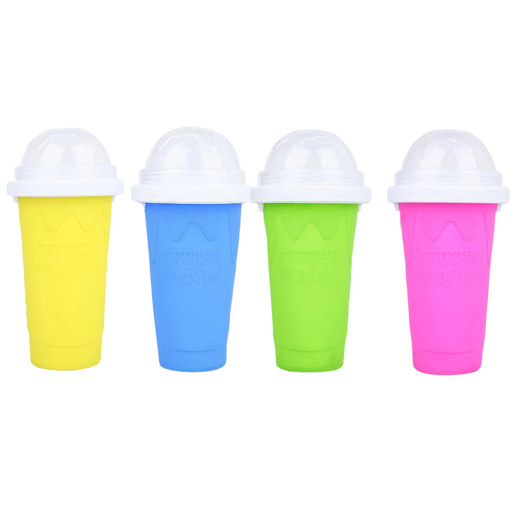 Protable Quick Frozen Smoothies Cup Double Layer Drinks Cooling Cup Squeeze Cup for Summer Juice Milk Shake