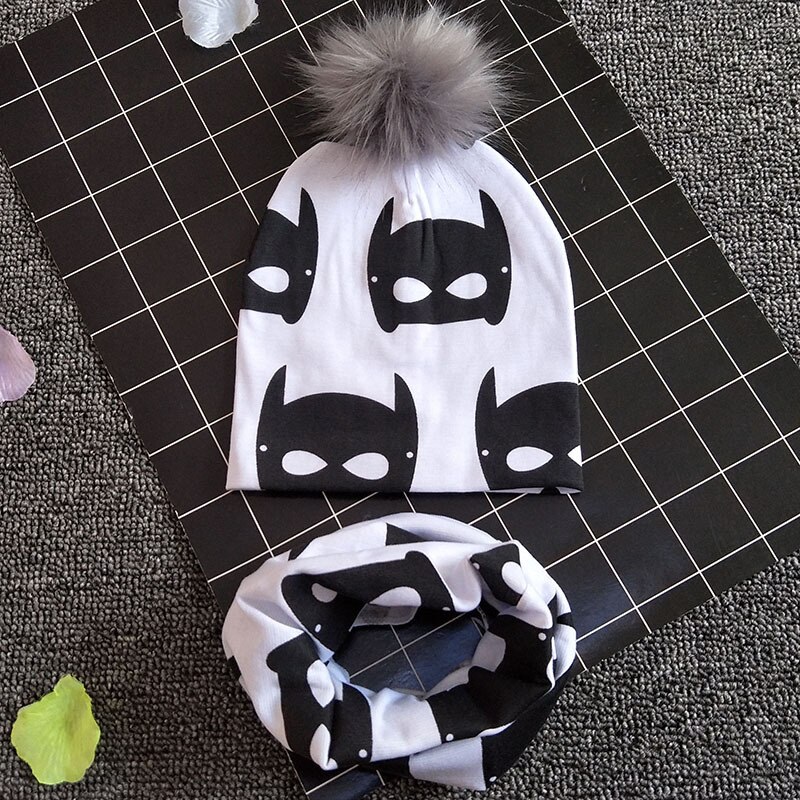 Baby Muts Sjaal Set Print Katoen Kinderen Cap Kraag Kids Jongens Meisjes Mutsen Baby Peuter Hoeden Sjaals Winter Hoeden Voor 1-3T