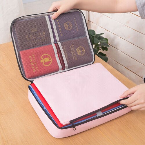 1PC Travel Waterproof Travel Storage Bag Document File Organizer Zipper Pouch UK: Pink