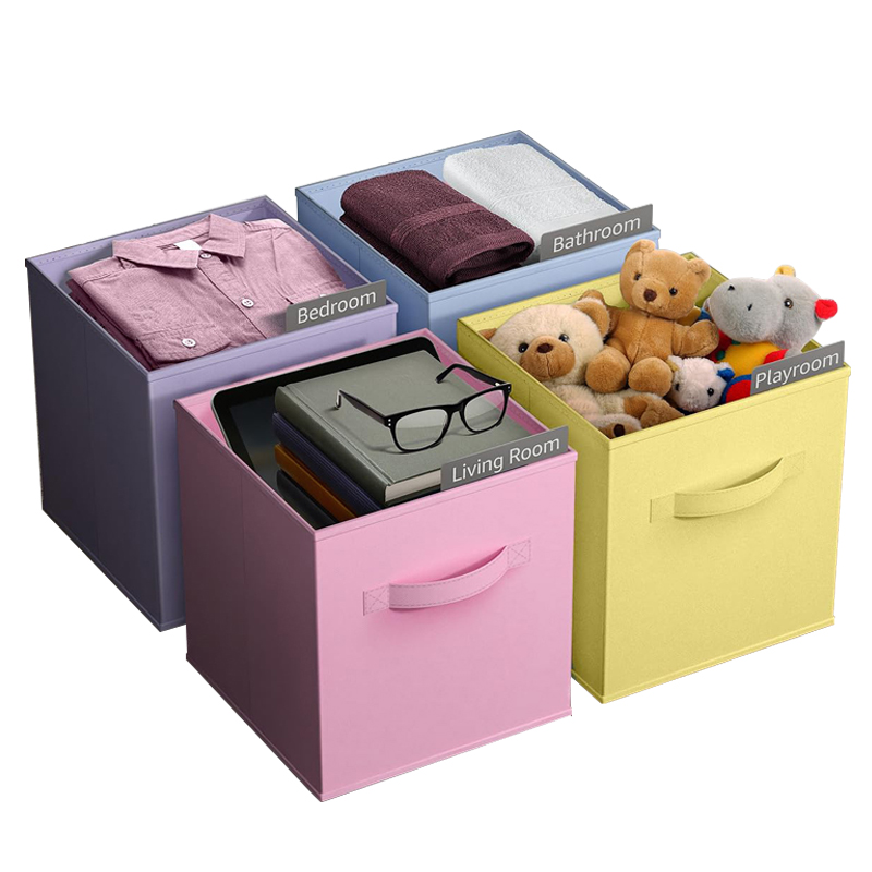 Non Woven Fabric Bin Fabric Cloth Storage Box for Book Clothes Toys Storage Foldable Closet Drawer Storage Organizer Bins Basket