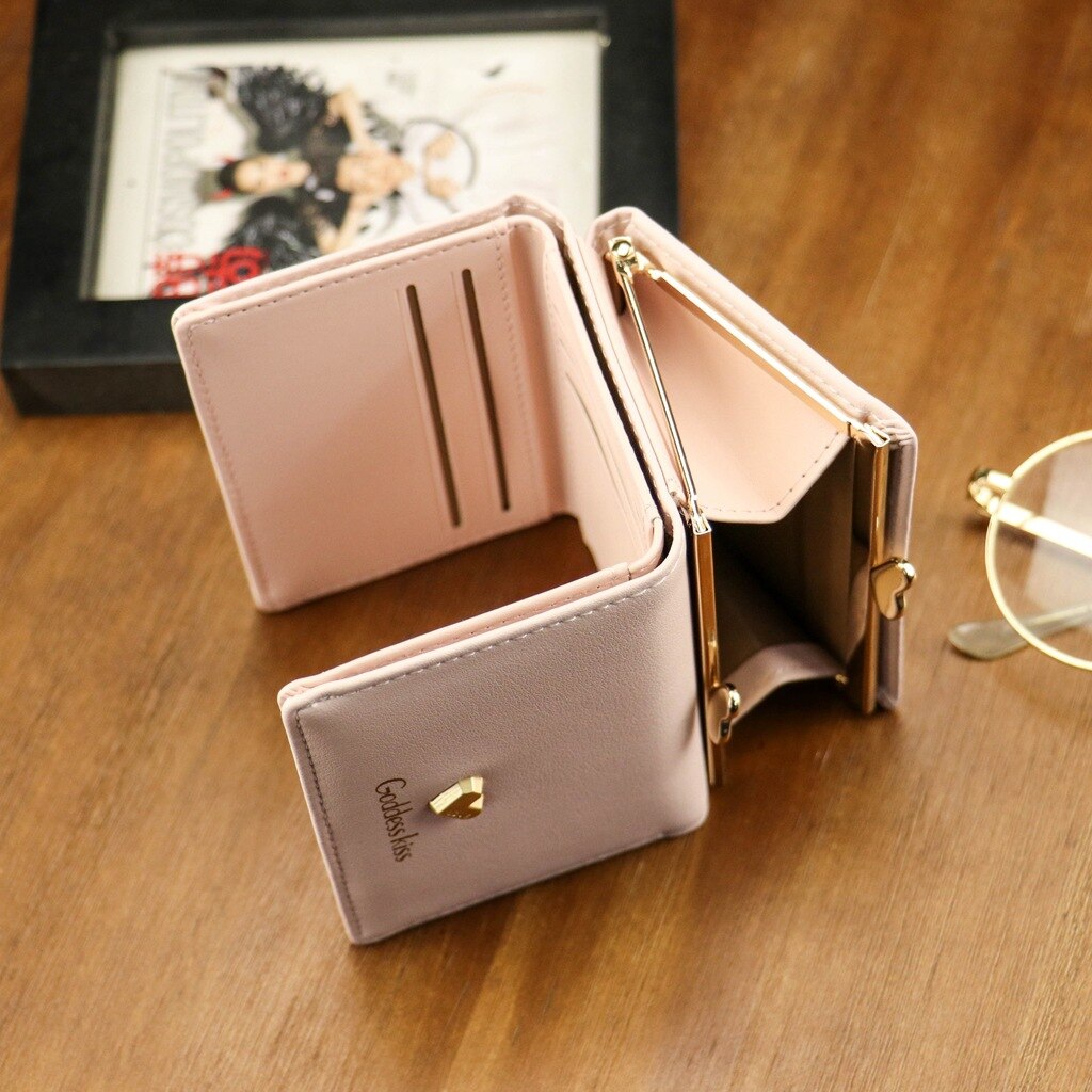 nuovo carino amore breve portafoglio femmina pieghevole multifunzionale piccolo moneta Borsa alunno moneta Borsa femmina mini portafoglio