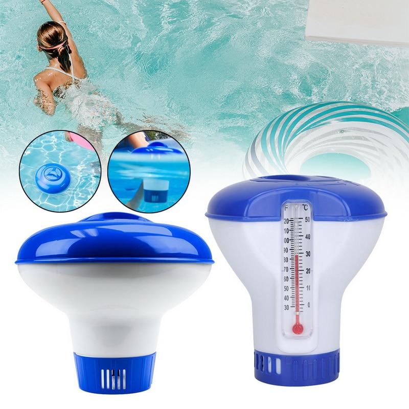 Summer Swimming Pool Floating Chlorine Dispenser With Thermometer And Bromine Tabs Dispenser Pump Pool Accessories