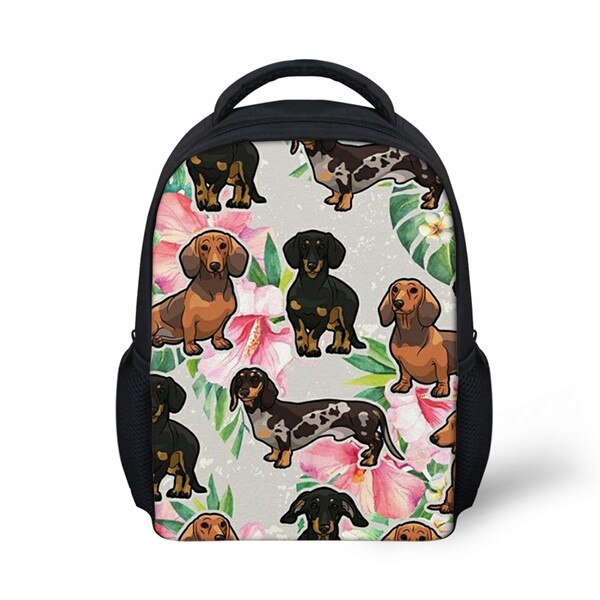 ELVISWORDS Cartoon Pet Dog School Backpack Girls Boys Kindergarten Kids Bag Mochila Escolar Dachshund Small School Bags For Baby: ALP033F