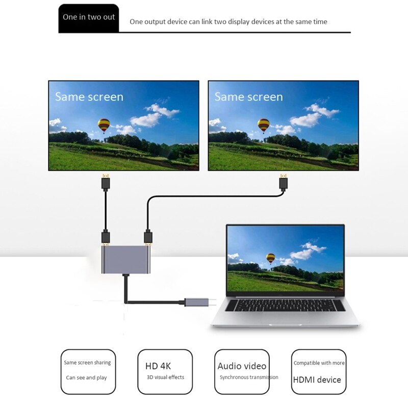 Type-C Naar Hdmi Distributeur USB3.1 Hd 4K Dual Port Gelijktijdige Weergave Type-C Vier In Een hub Assemblagelijn