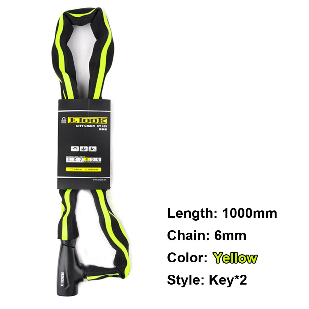 Etook-candado antirrobo para bicicleta de montaña, accesorio de seguridad en bicicleta, con tiras reflectantes: ET455-Yellow