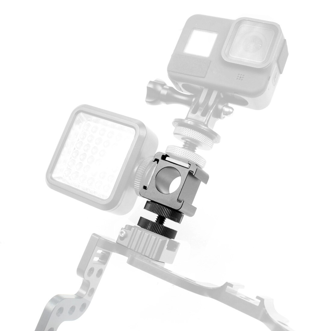Three Head Cold Shoe Extend Connector Microphone Monitor Stand Holder Metal On-Camera Mount Shoe Adapter for Video LED Light