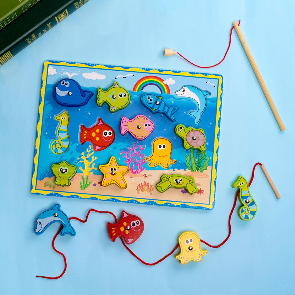 freundlicher Holz Magnetischen Angeln Spiel Bord Rätsel Interaktive Spielen Spielzeug