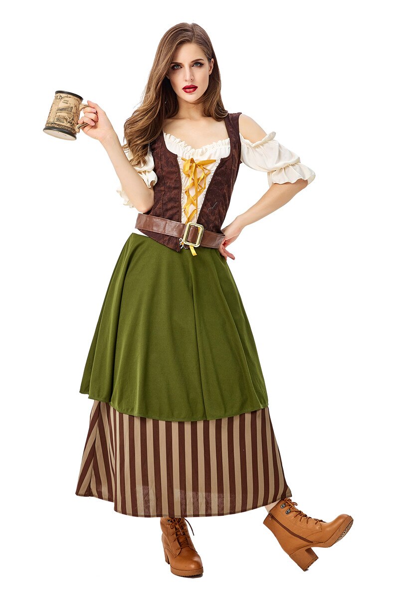 Costume de serveuse de bière allemande oktoberfestival pour filles, tenue de travail, de serveur de bière, de la Tradition cubaine, , M-2XL