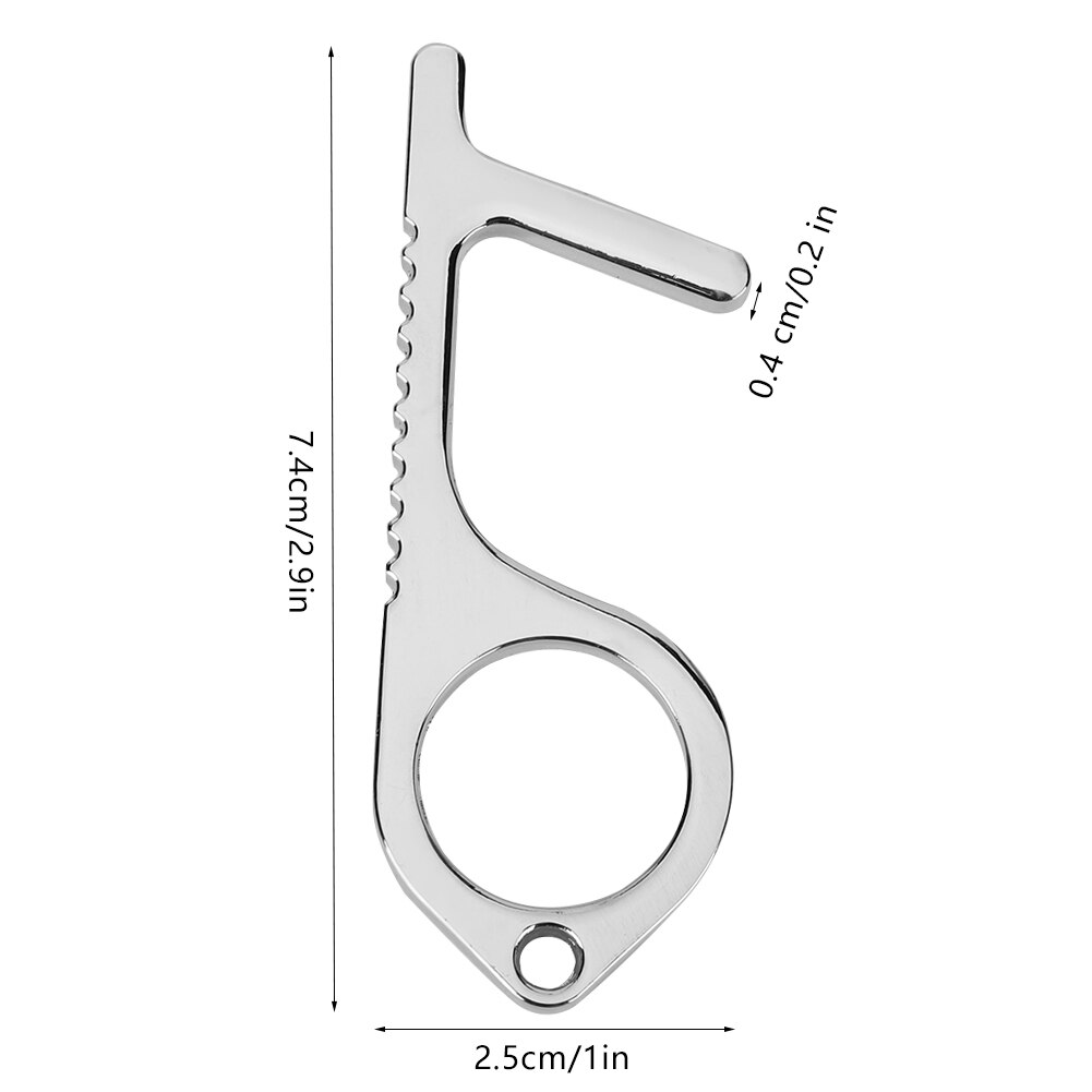 Door Automatic 3Pcs Zinc Alloy Silver Portable Non-Contact Door Opener Opening Tool for Door Elevator