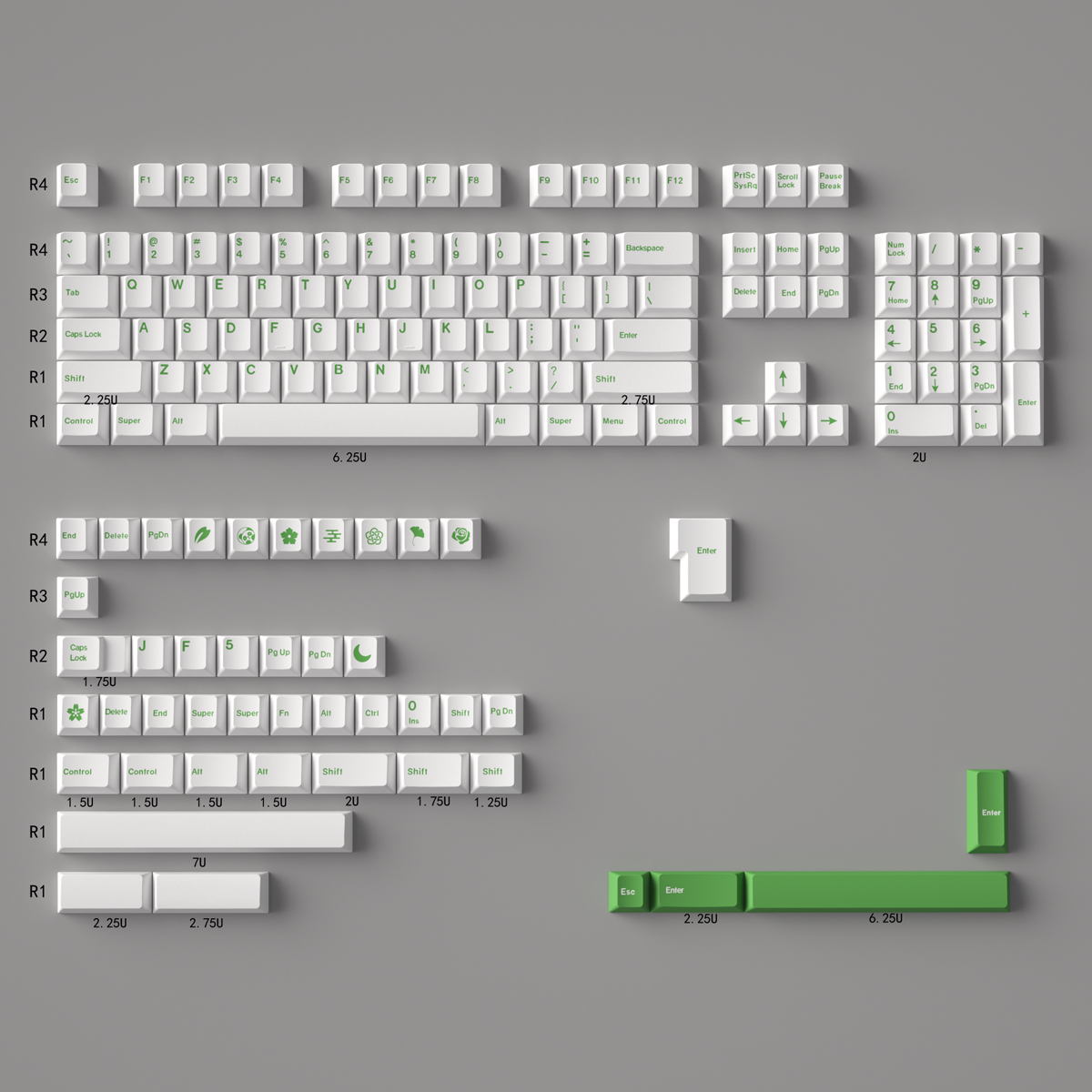 Teclas PBT Minimalistas Brancas de 135 Teclas, Perfil Cherry, DYE-Sub, Personalizadas em Inglês para Teclados Mecânicos 61/64/87: Bege