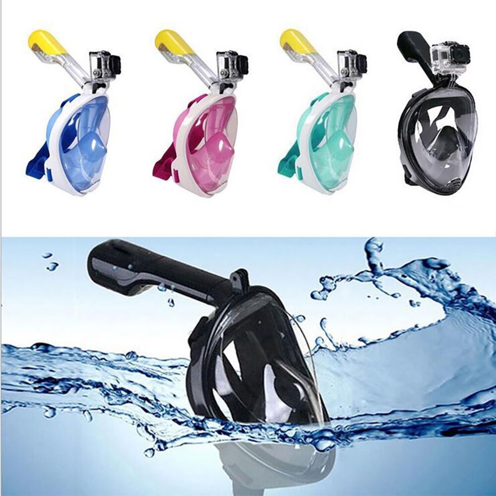 Full Face Snorkel Mask - Camera Mount - Anti-Fog - Safety Diving Swim Mask