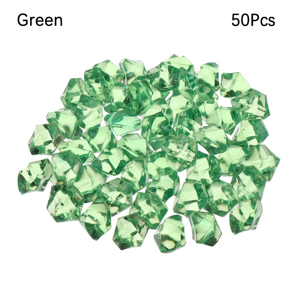 50Pcs Colorful Art Artificial Stones Crystal Ice Cubes Vase Filler Wedding Ornament Garden Cobblestones Aquarium Decoration: green