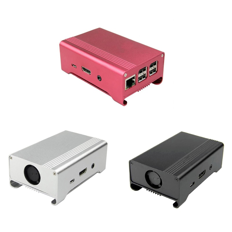 Raspberry Pi 3 Model B+ Aluminum Case with Cooling Fan Black Sliver Aluminum Alloy Enclosure Box Cover Shell for Raspberry Pi 3