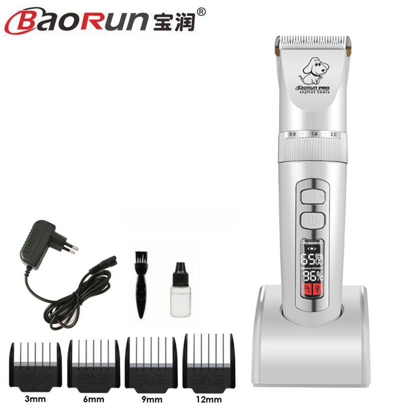 BaoRun P9 Pet Clipper Dog Hair Trimmer Grooming Pets Animal Cat Shaver Electric Scissors Mower Haircut Machine: White standard