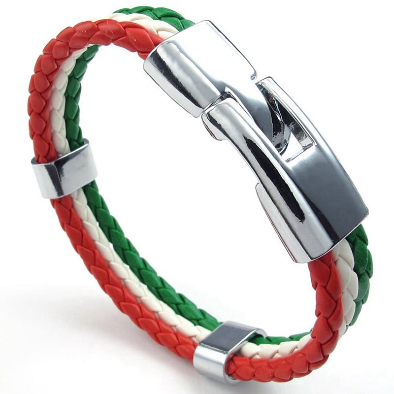 Schmuck Armbinde, Italienische flagge armreif, leder legierung, für männer frauen, grün weiß verrotten