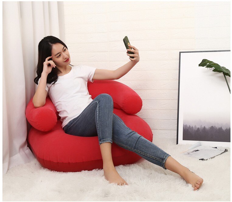Inflatable sofa flocking sofa single outdoor leisure foldable living room home sofa