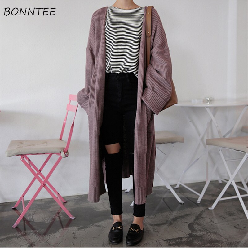 Vesten dames lange mouwen los gebreide dames effen truien koreaanse stijl dames trui warme trendy cardigan