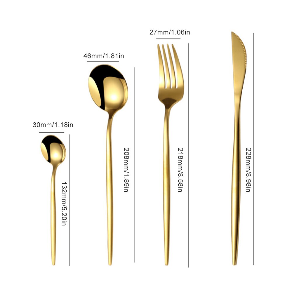 24pcs Gold Dinnerware Set Stainless Steel Tableware Set Knife Fork Spoon Silverware Set Safe Cutlery Set kitchen accessories
