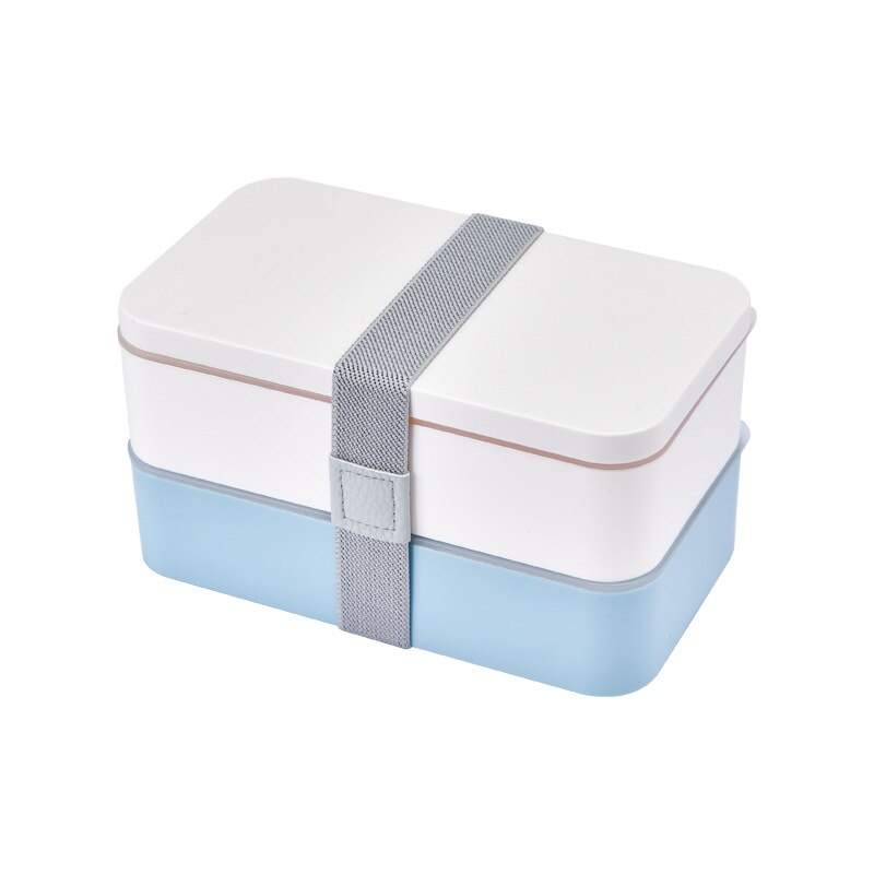 1200ml Double Layers Lunch Box With Spoon and Fork Healthy Plastic Bento Boxes Microwave Food Storage Container Lunchbox: Blue