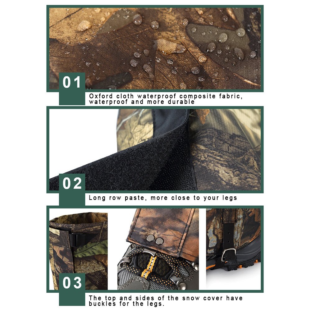 Waterdichte Been Gaiter Camouflage Draagbare Wandelen Klimmen Boot Cover Duurzaam Been Guard YA88