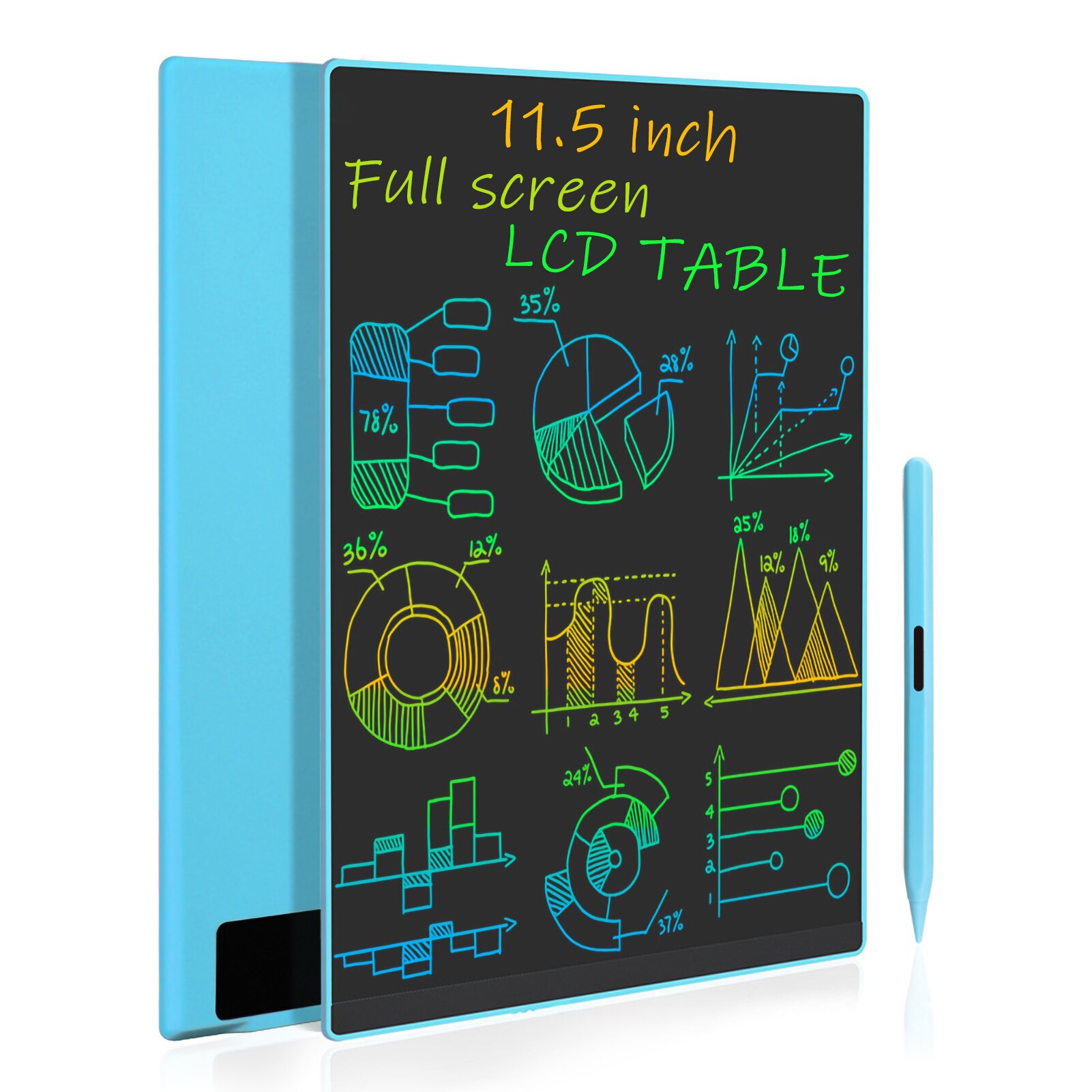 LCD Writing Tablet 11.5 Inch Color/Monochrome Screen with 2 Stylus Drawing Writing Taking Notes Leaving Messages: Color screen-BL
