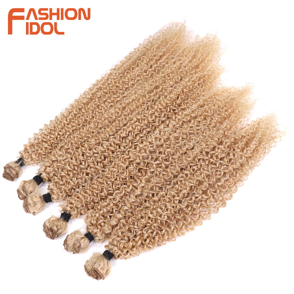 IDOL Afro Kinky Curly Hiukset Synteettinen Hiustenpidennys Ombre Blonde 20-24 Tuumaa 320g