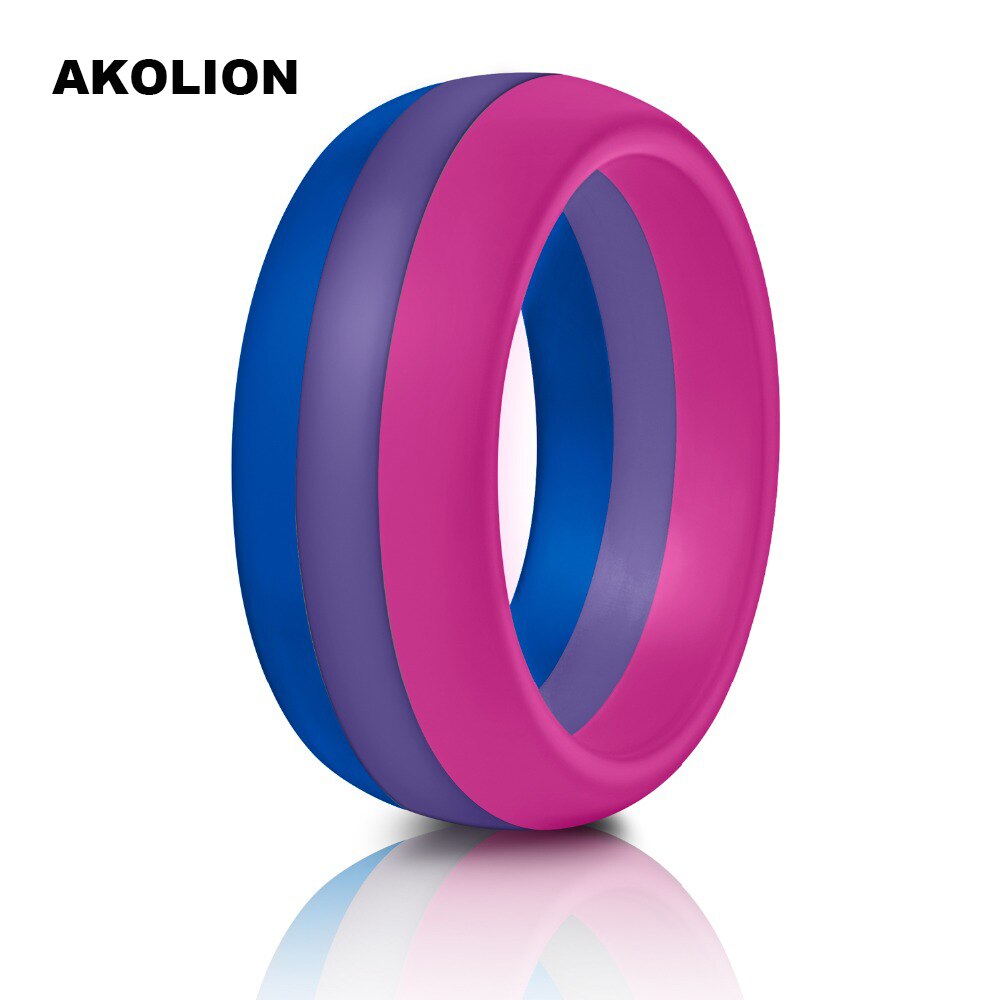 3PCS a lot Man Bisexual Pride Ring Silicone Wedding Round Solid Environmental Cool Comfortable Rings SR-0001: 11