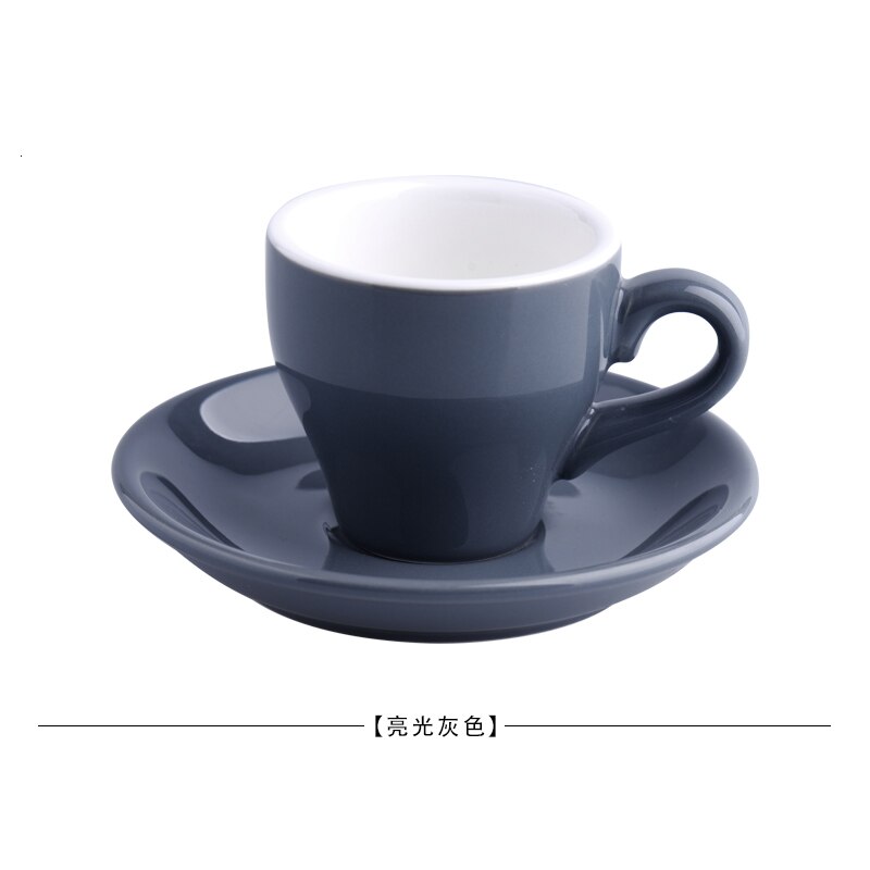80cc färgade billiga tjocka keramiska espressokoppar fatset kafé hushållscaffe latte expresso stark kaffemugg bricka: Ljusgrått