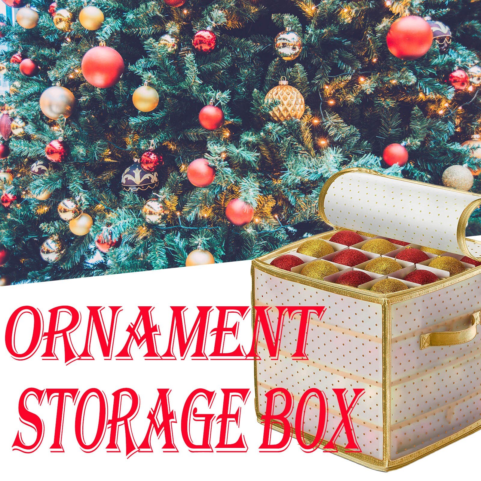 TIAVNTD Kerstornament Opbergdoos, 4 Lagen Houdt Tot 64 Ornamenten Accessoires Ballen, 600d Oxford Kerst Organizer Houder