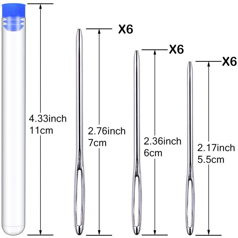 Nonvor 18 PCS Large-Eye Blunt Needles, Needle Embroidery Tapestry Hand Sewing tools, Stainless Steel Needles, Plastic Bottle