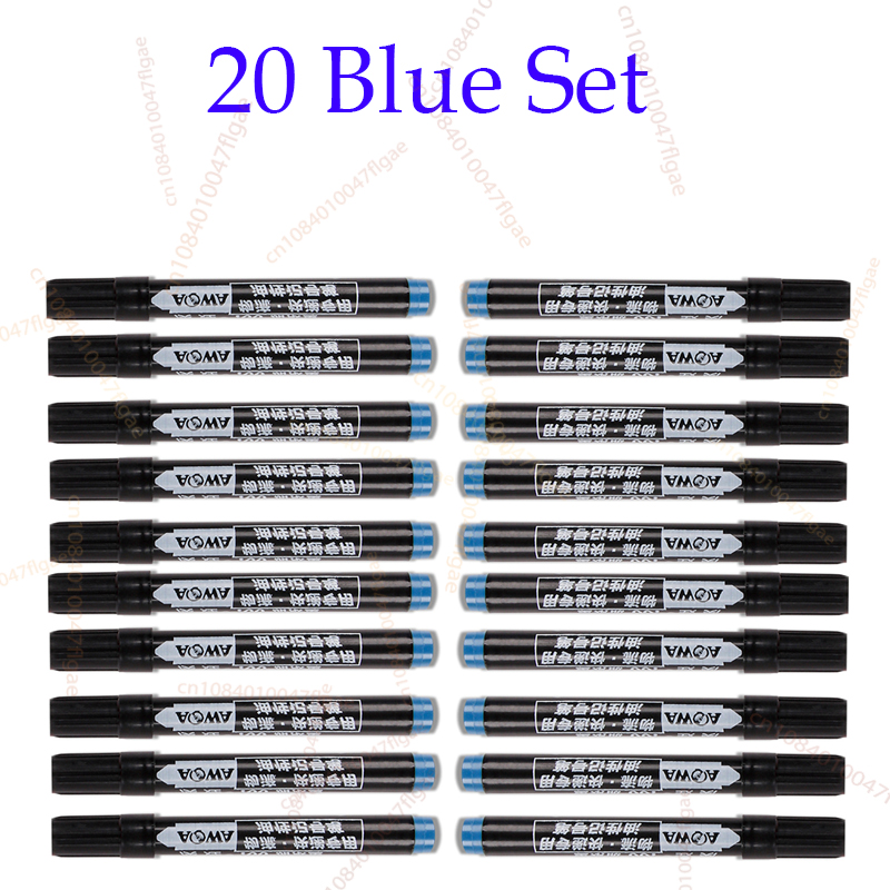 6 PCS Permanent Marker Pen Manga Drawing Markers Black Blue Red Waterproof Ink Sketch Pens Stationery Art School Supplies: Blue