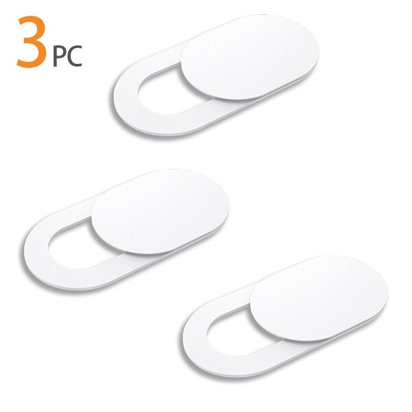 Cubierta de cámara web Teléfono Universal, deslizante de plástico con imán obturador para iPhone, iPad, portátil, PC, tableta, pegatina de privacidad: 3PC White