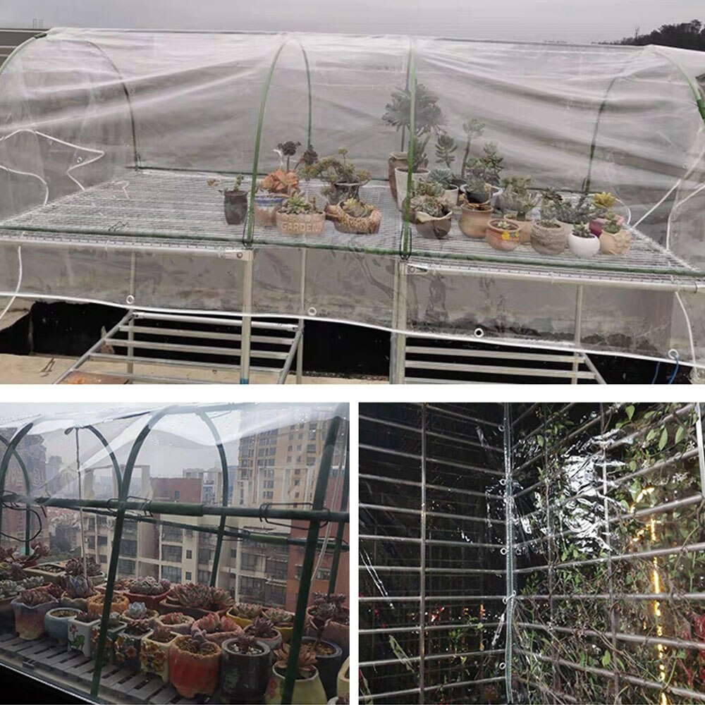 0.35Mm Clear Zeildoek Met Oogjes Stofdicht Regendicht Tuinieren Outdoor Pvc Thicken Doek Balkon Bonsai Succulent Warm Houden