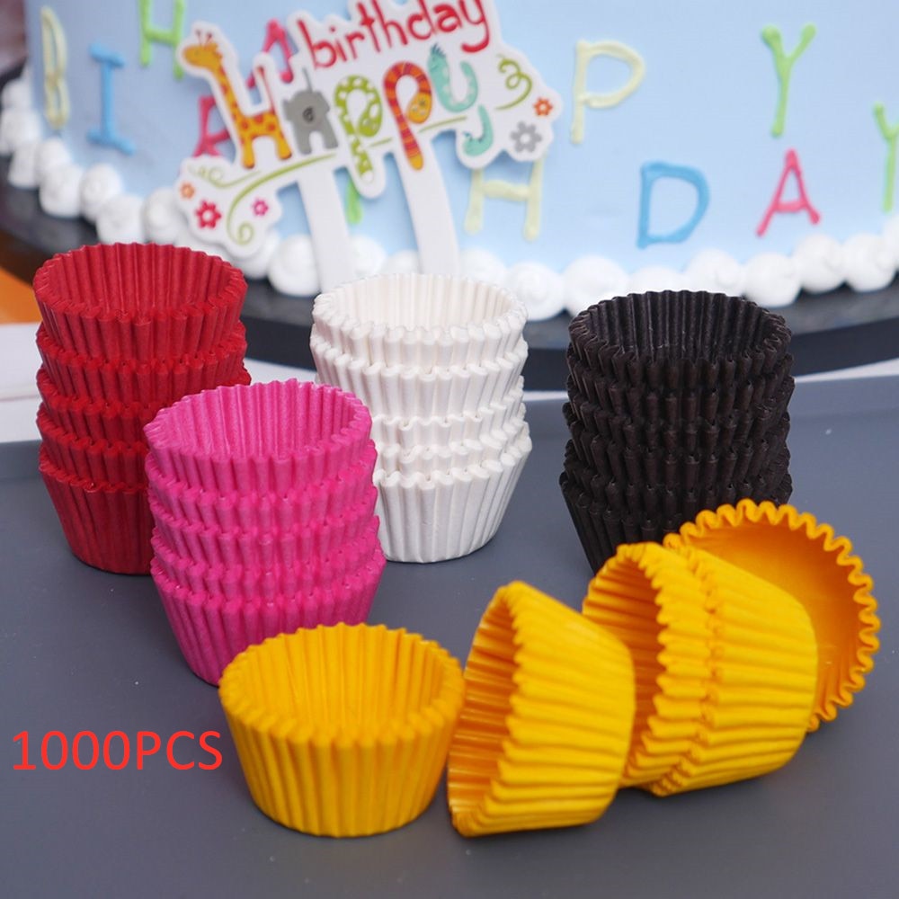 1000Pcs Mini Chocalate Cupcake Liners Anti-Olie Papier Cup Muffin Cake Cases Effen Kleur Bakken Decoratie Accessoires
