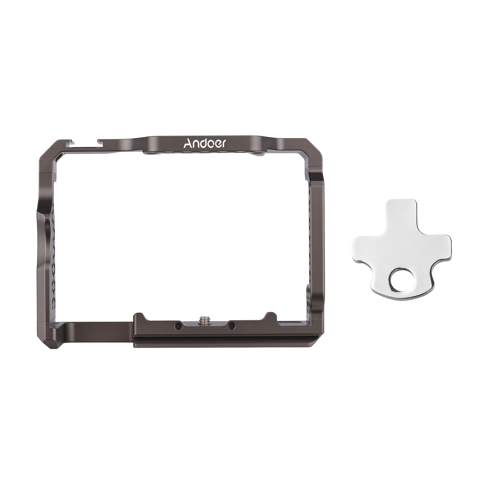 Andoer Kit gabbia per fotocamera in lega di alluminio con Video Rig maniglia superiore sostituzione impugnatura in legno per Sony A7R III/ A7 II/ A7III: Camera Cage