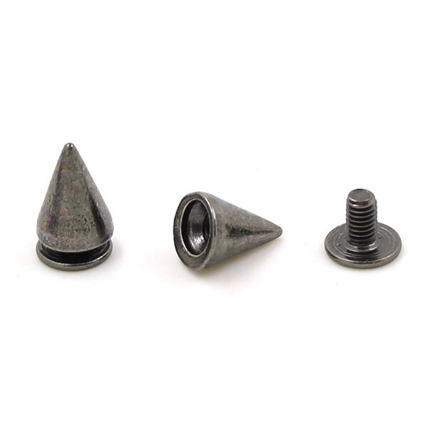 Tachuelas y pinchos de Metal de 7x10mm para ropa, zapatos, bolsos y cinturones, oro, plata, negro o bronce, remaches de cuero Punk, 100 Uds.: Black