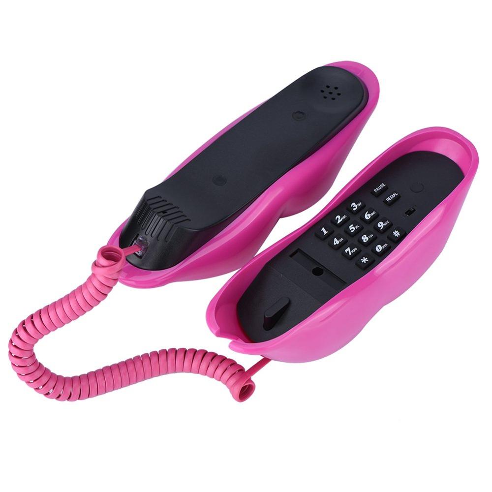 Lips telephone cute red mouth shape lip phone corded landline phones for home and office decor pink role play telephone