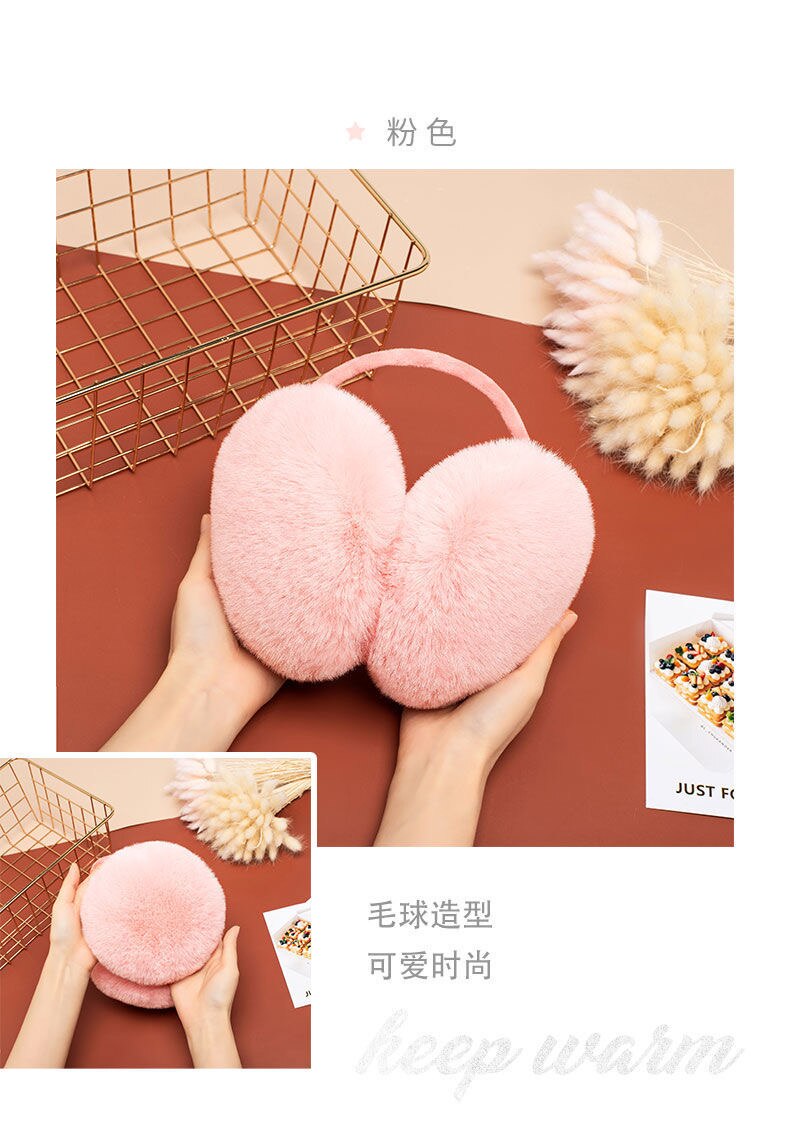 femelle en peluche adulte oreille cache-oreille hiver oreille muff mignon en peluche oreille muff: pink