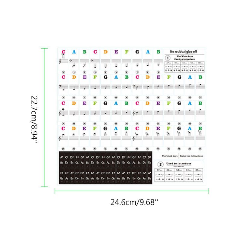 Piano Keyboard Stickers Colorful Detachable Music Decal Spectrum Sticker Symbol