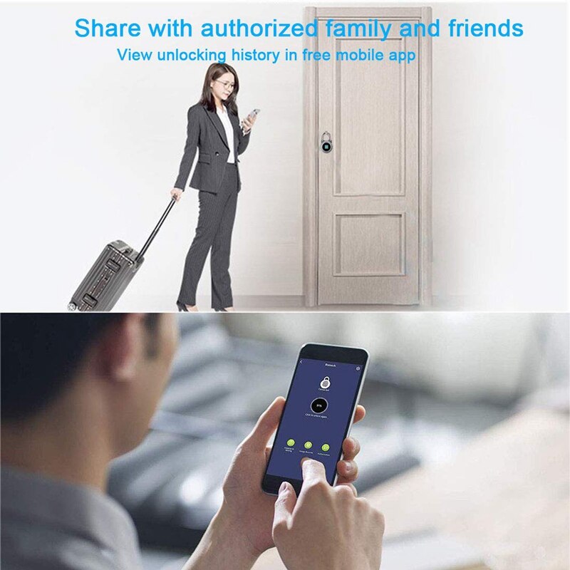 Fingerprint Padlock, Bluetooth Lock, APP, IP65 Waterproof, Smart Padlock with Keyless Biometric Suitable for Gym, Sports, Bike,