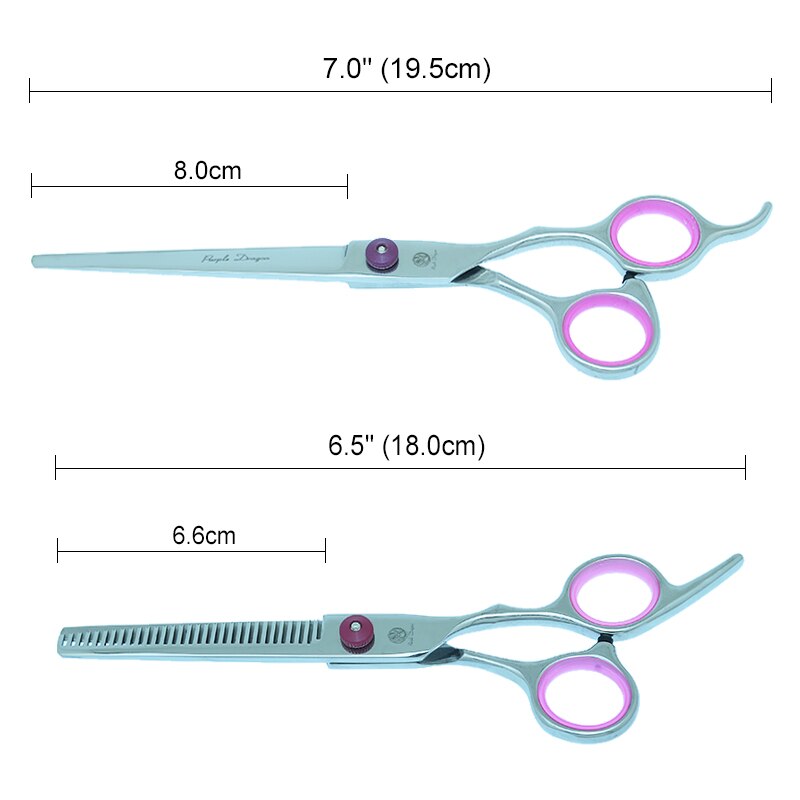 Purple Dragon 7.0" Dogs Grooming Scissors Steel 440C Pets Cutting Scissor&Curved Shears&Thinning Tijeras Animals Tesouras B0007B